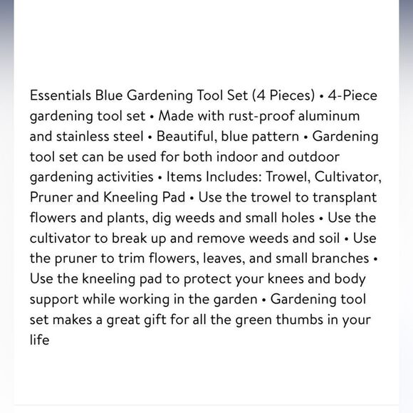 NWT Blue 4-Piece Gardening Tool Set - Picture 6 of 7